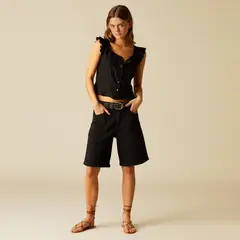 NICOLI - Bermuda Vaquera Antracita Mujer