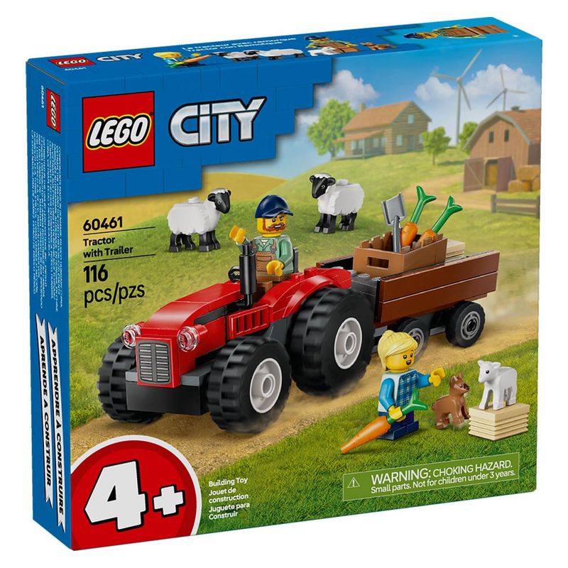 LEGO - Tractor Rojo Con Remolque Y Oveja Lego
