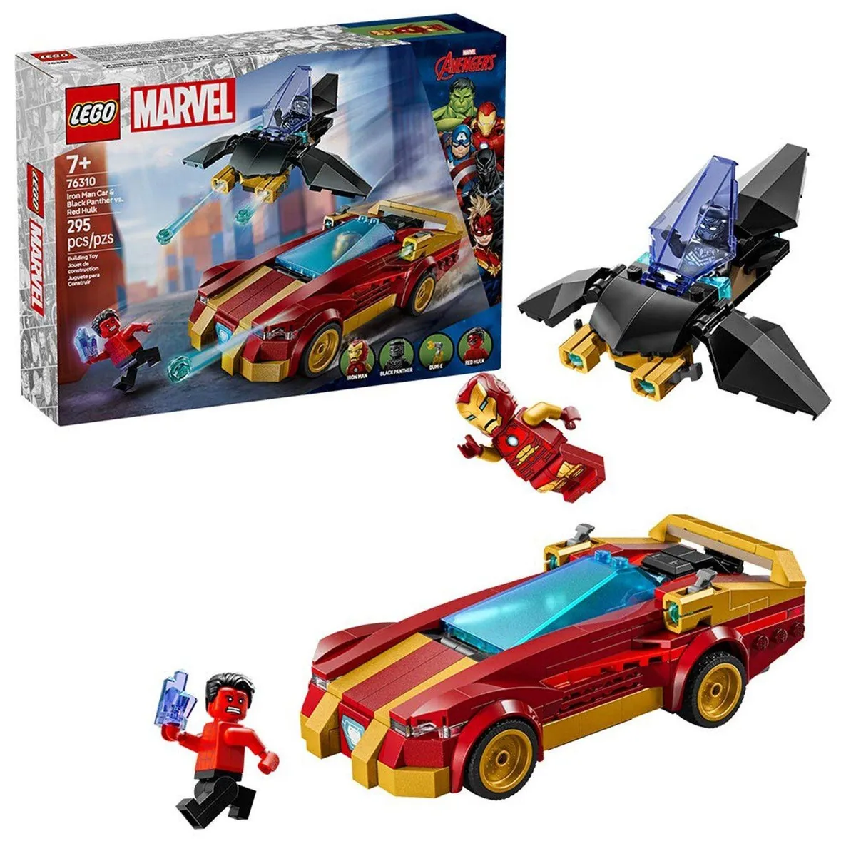 LEGO - Lego Marvel: Deportivo de Iron Man y Black Panther vs. Hulk Rojo