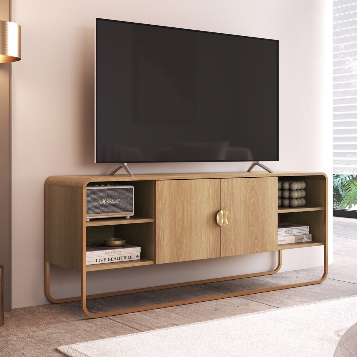 DECOCASA - Rack Luna 60 pulgadas 28070 Natural Decocasa