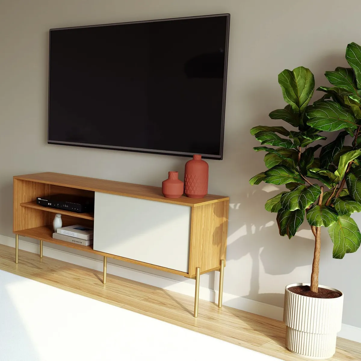 DECOCASA - Racks 50 Pulgadas R516 Castaño Off White Decocasa