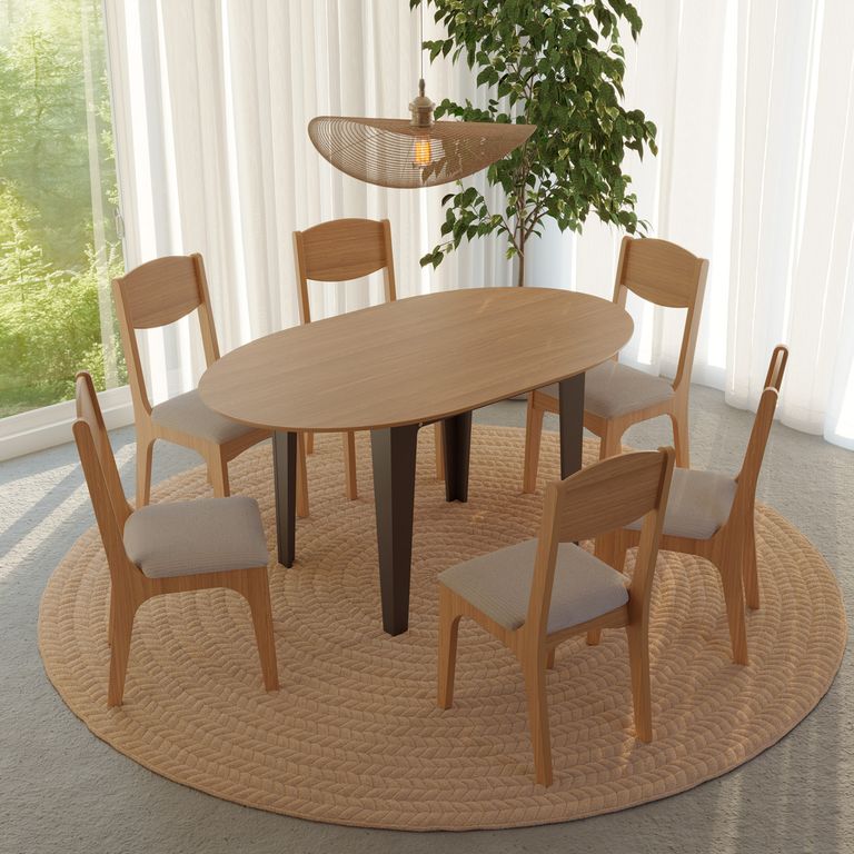 DECOCASA Juego de Comedor Extensible Abril TM70 6 Sillas Abril CA12