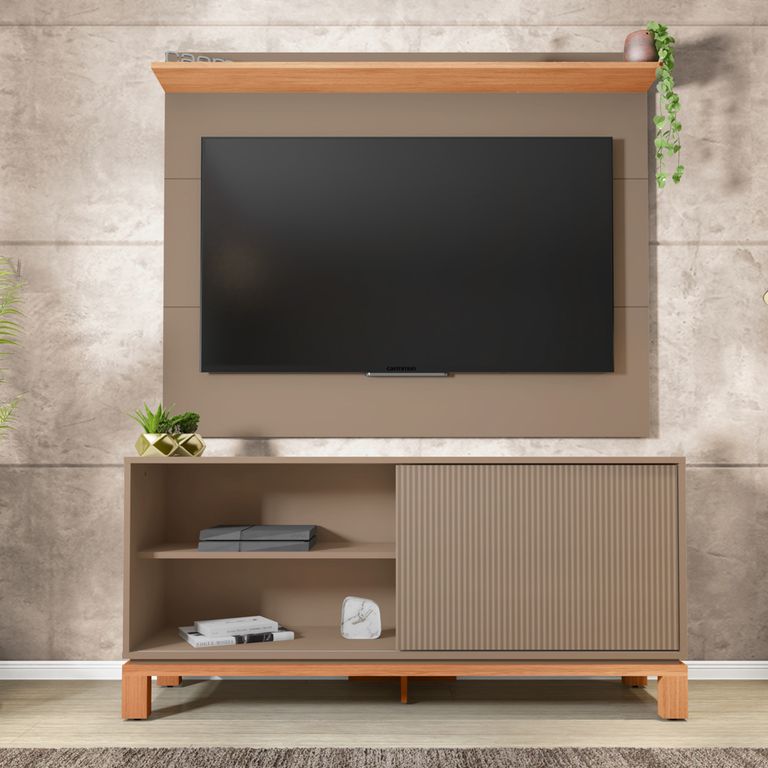 DECOCASA Panel Tv + Rack Tv 50 Pulgadas Mondrian Gris
