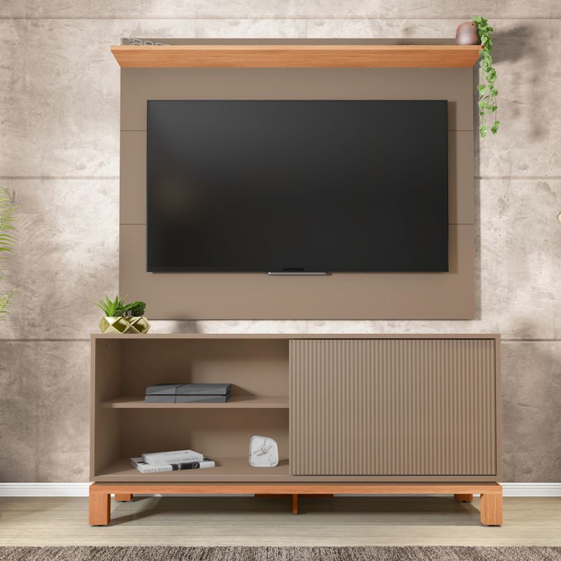 DECOCASA - Panel + Rack 135 Cm + Mondrian Gris Decocasa