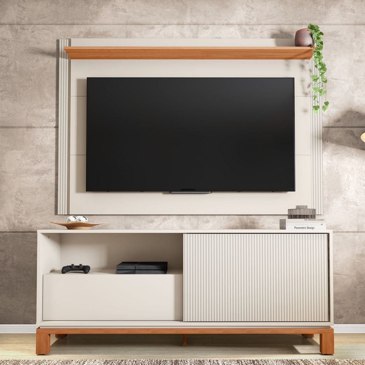 DECOCASA - Panel + Rack 150 Cm + Mondrian Ow Ca Decocasa