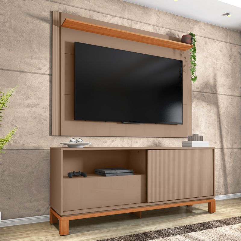 DECOCASA - Panel + Rack 150 Cm + Mondrian Gris Decocasa
