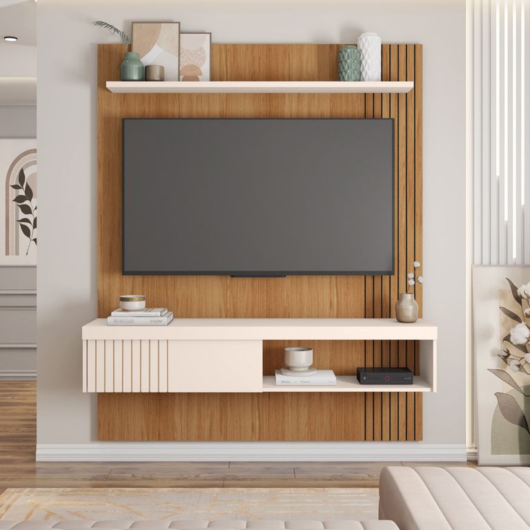 DECOCASA Panel de TV Jade 55 Pulgadas Castaño Off White