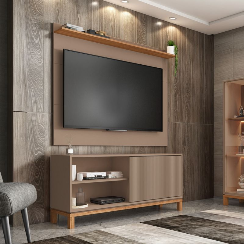DECOCASA - Panel + Rack 135 Cm + Vi Mondrian Gris C Decocasa
