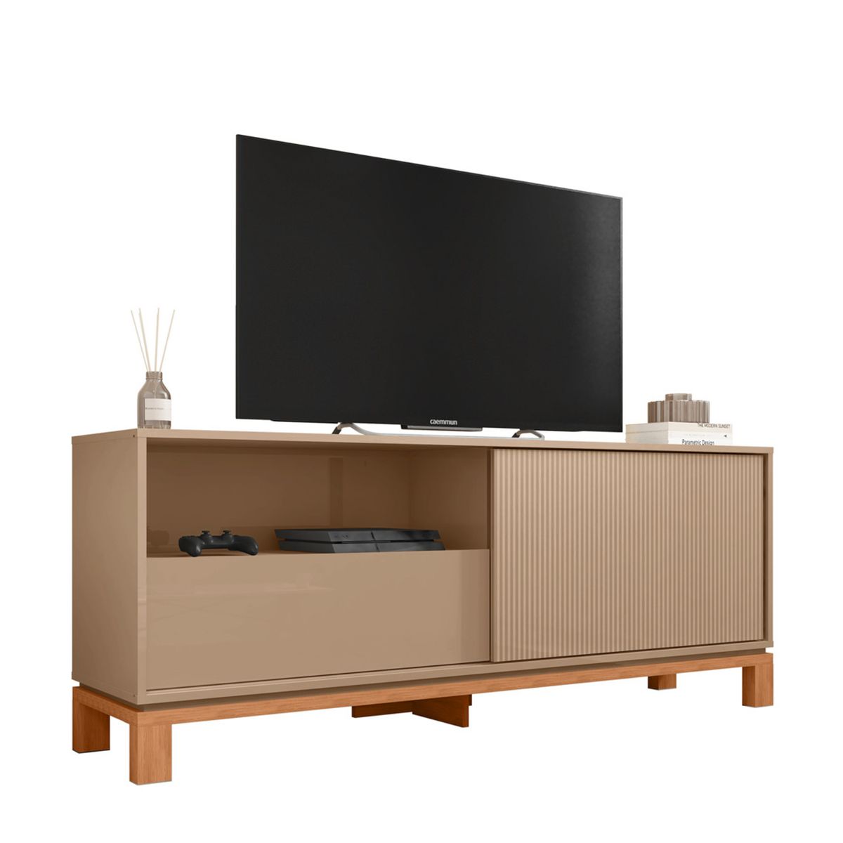 DECOCASA - Panel + Rack 150 Cm + Vi Mondrian Gris Decocasa