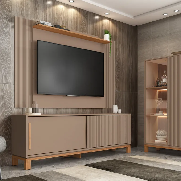DECOCASA Panel + Rack 180 Cm + Vi Mondrian Gris C