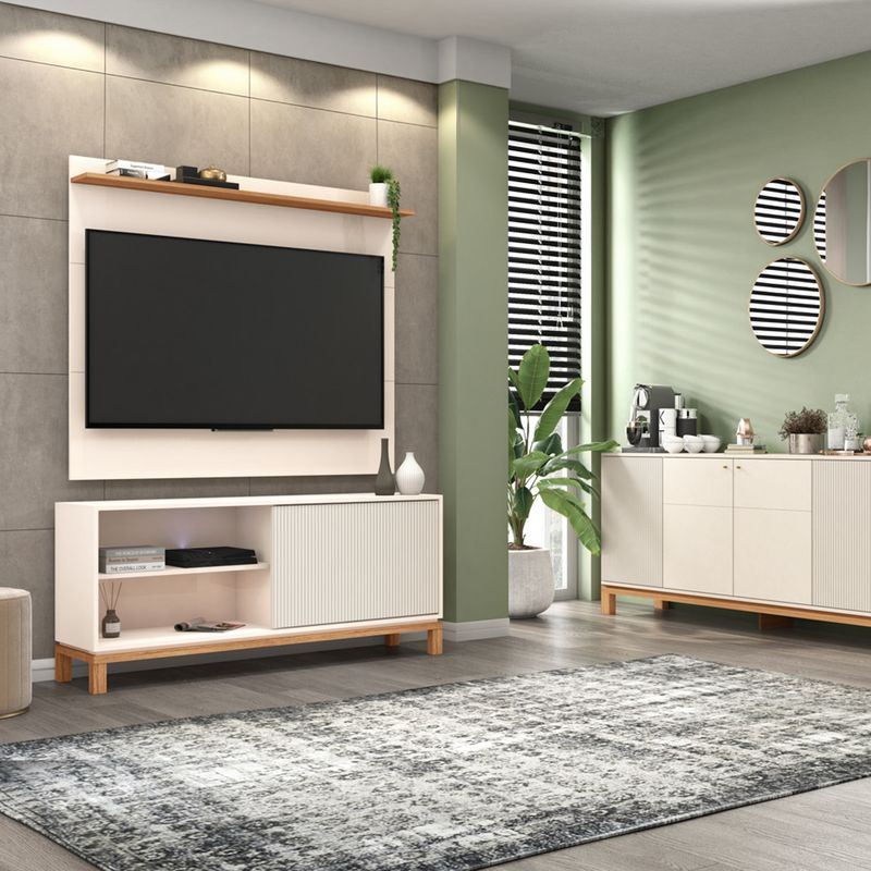 DECOCASA - Panel + Rack 135 Cm + Vi + Bu Mondrian Ow Decocasa
