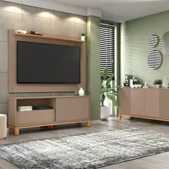 DECOCASA - Panel + Rack 150 Cm + Vi + Bu Mondrian Gris