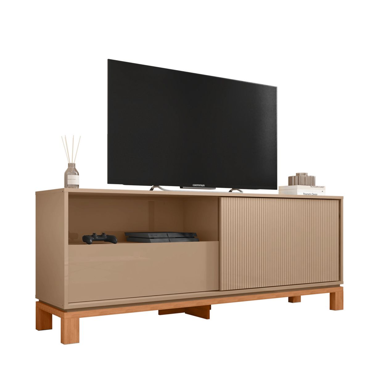 DECOCASA - Panel + Rack 150 Cm + Vi + Bu Mondrian Gris Decocasa