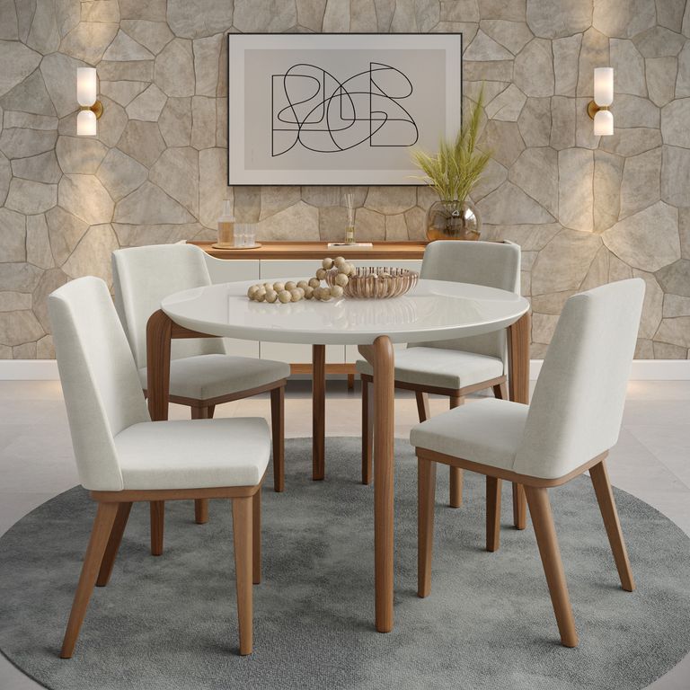 DECOCASA Juego De Comedor Donatella redondo 4 Sillas Kalina