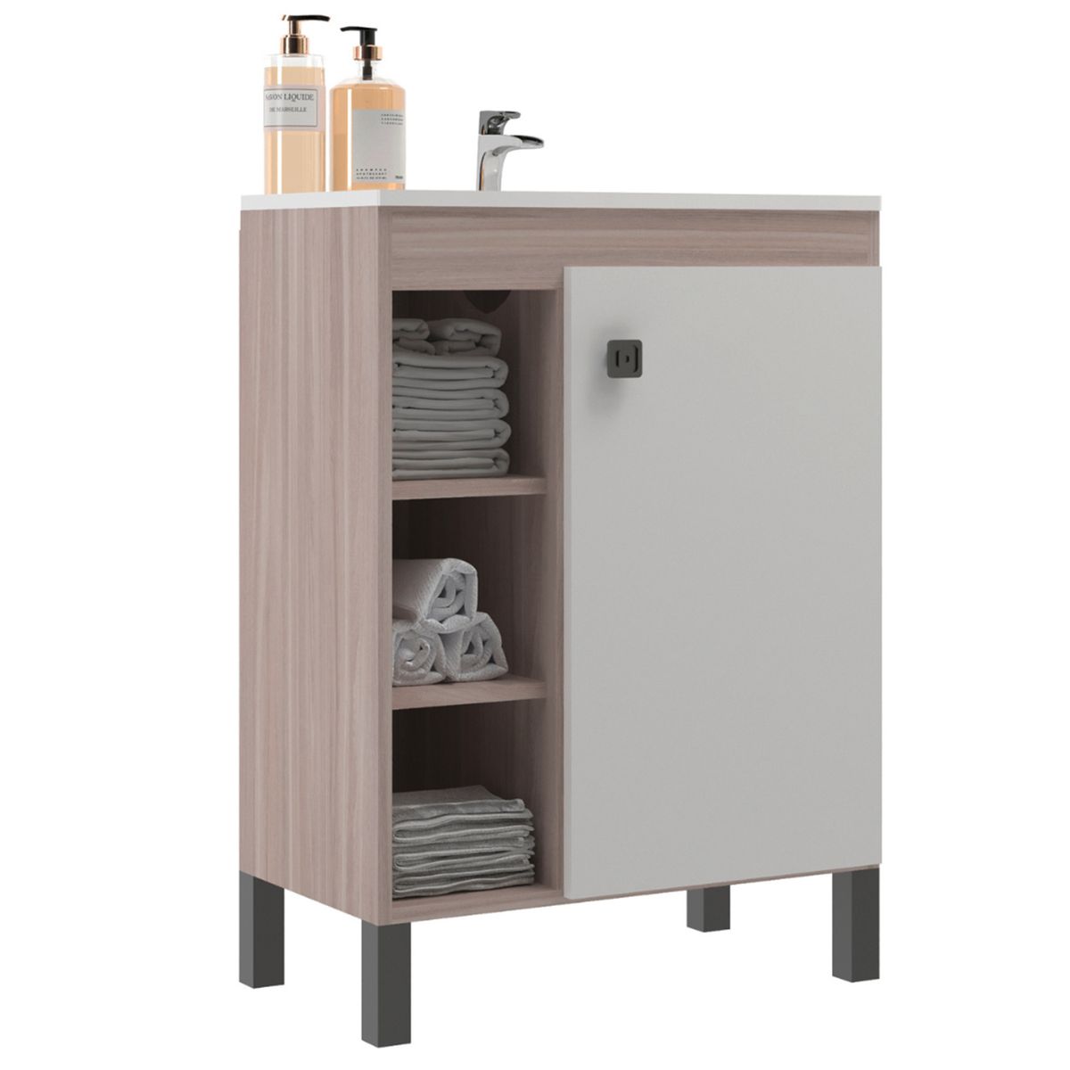 MOBILFRANK - Mueble De Baño 1 Puerta 3 Nichos Mobilfrank