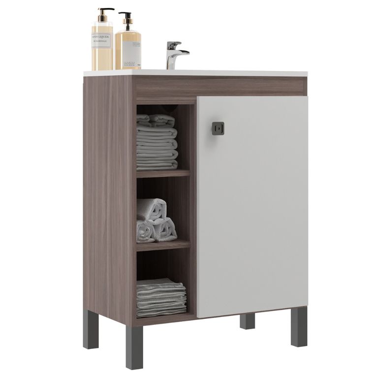 MOBILFRANK Mueble De Baño 1 Puerta 3 Nichos