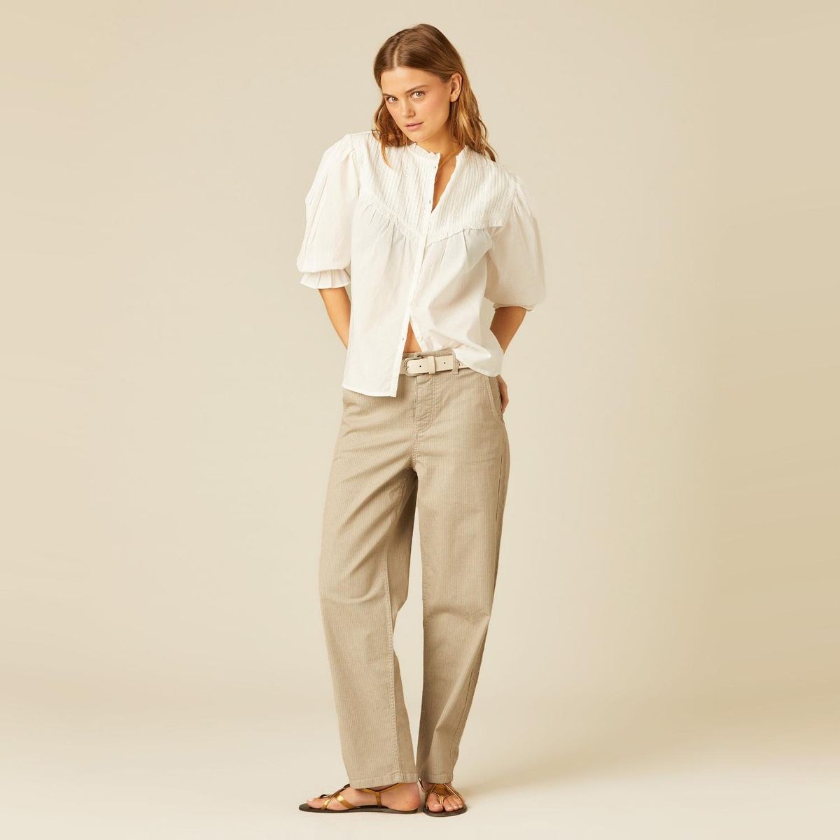 NICOLI - Pantalón Walnut Raya Gris Mujer Nicoli