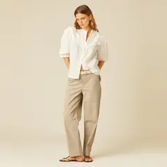NICOLI - Pantalón Walnut Raya Gris Mujer