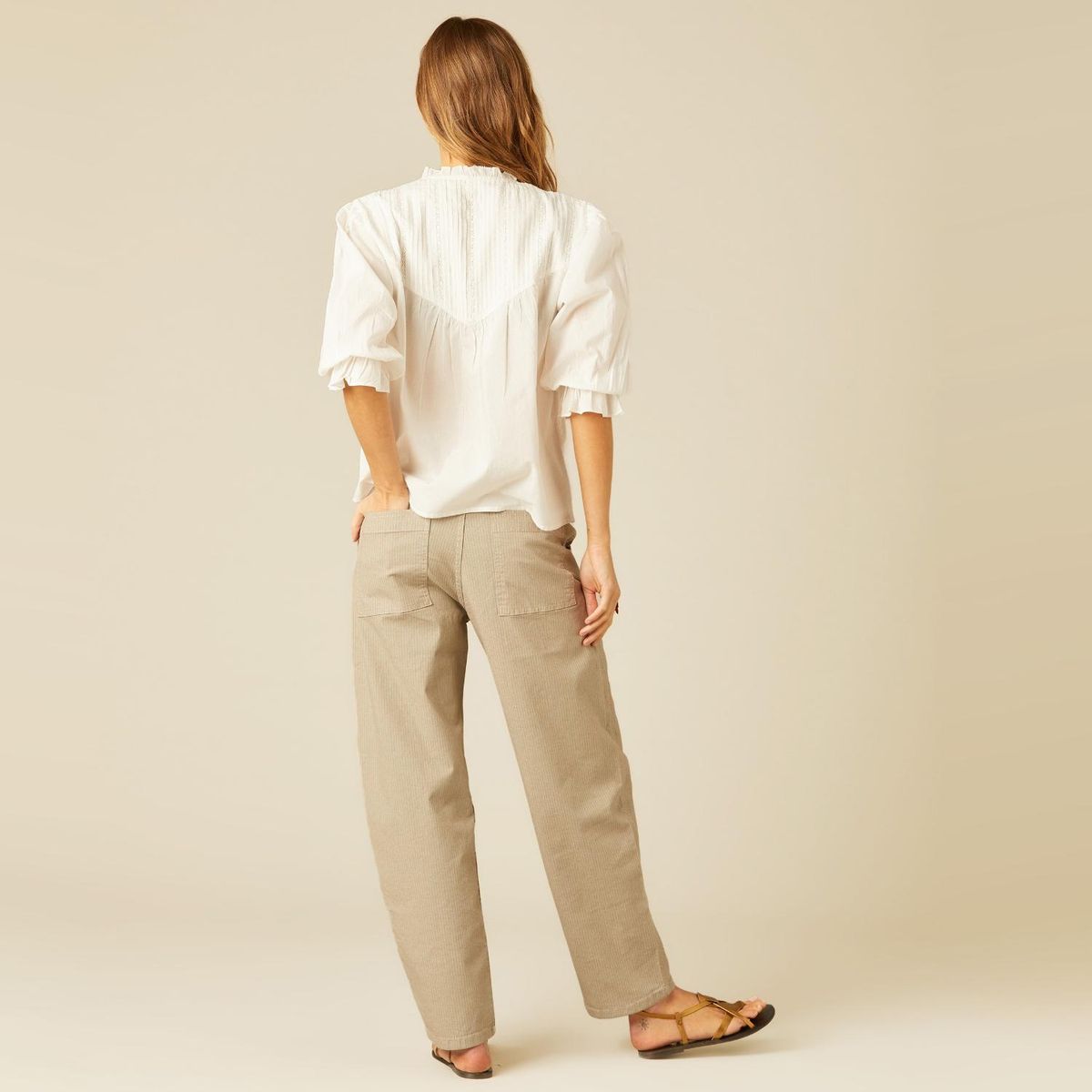 NICOLI - Pantalón Walnut Raya Gris Mujer Nicoli