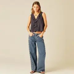 NICOLI - Jeans Tiras Tachuelas Azul Mujer