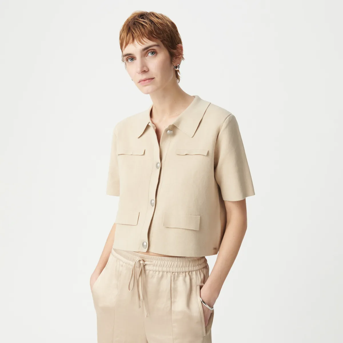 IKKS - Chaqueta Manga Corta Botones Mujer IKKS