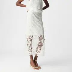 IKKS - Falda Midi Bordada Mujer