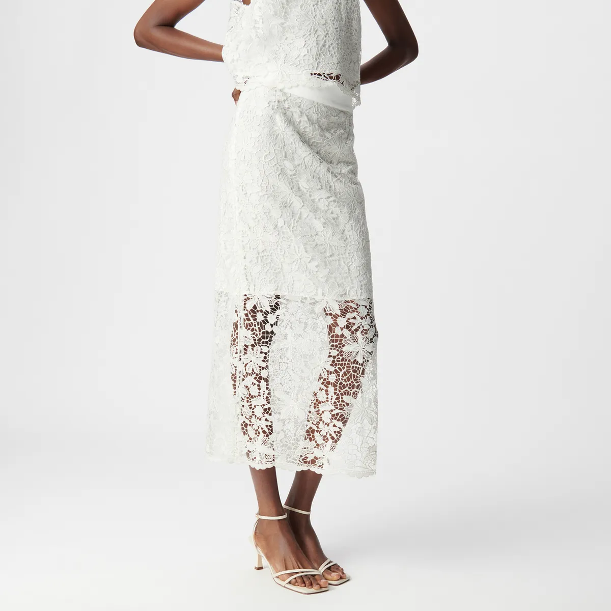 IKKS - Falda Midi Bordada Mujer IKKS