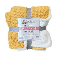 Frazada Plush Sherpa 2 Plazas Amarillo