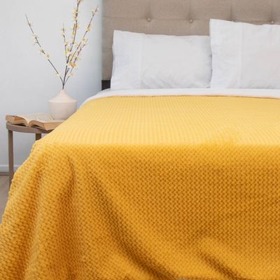 Imagen 2 del producto Frazada Plush Sherpa 2 Plazas Amarillo