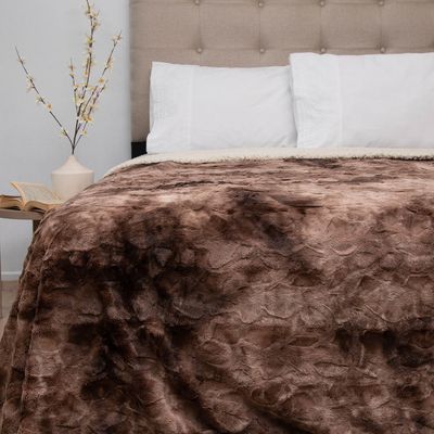 Imagen 2 del producto Frazada Plush Sherpa King Café