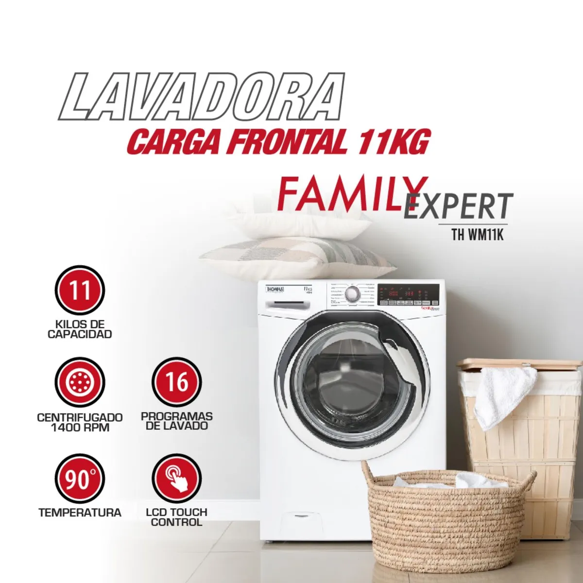 THOMAS - Lavadora Automática Carga Frontal 11 Kg TH-WM11K Thomas