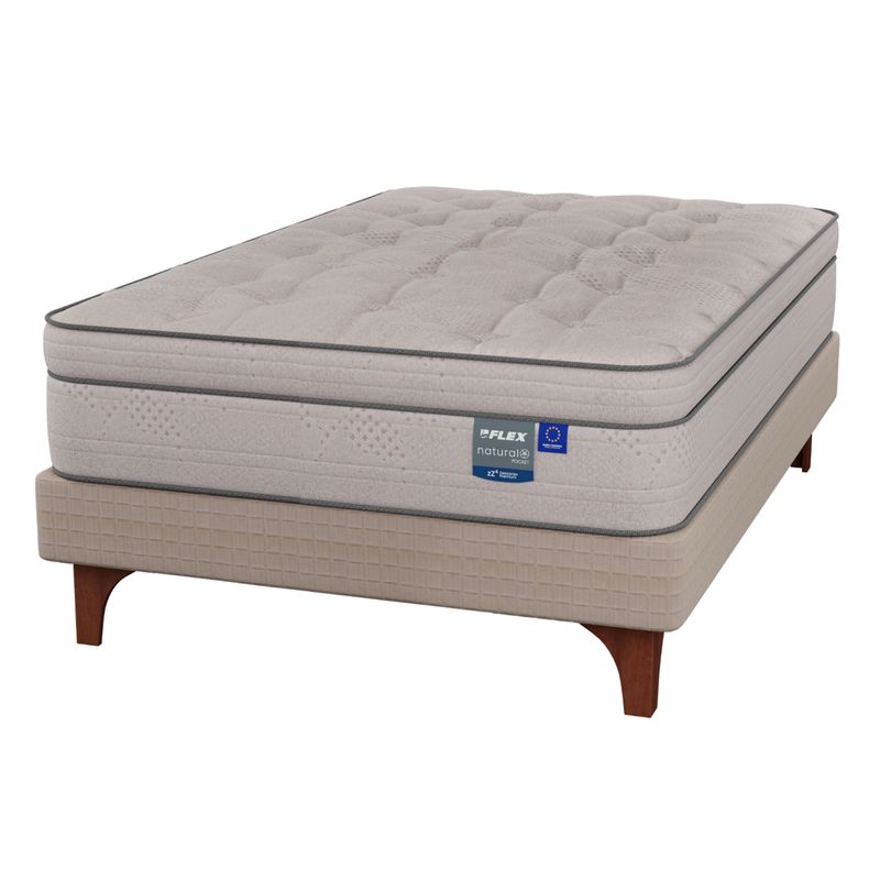 FLEX - Cama Europea Natural Pocket 1.5 Plazas + Flex