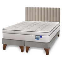Cama Europea Natural Pocket 2 Plazas + Respaldo