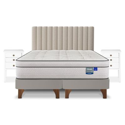 Imagen 2 del producto Cama Europea Natural Pocket 2 Plazas + Mueble + Respaldo