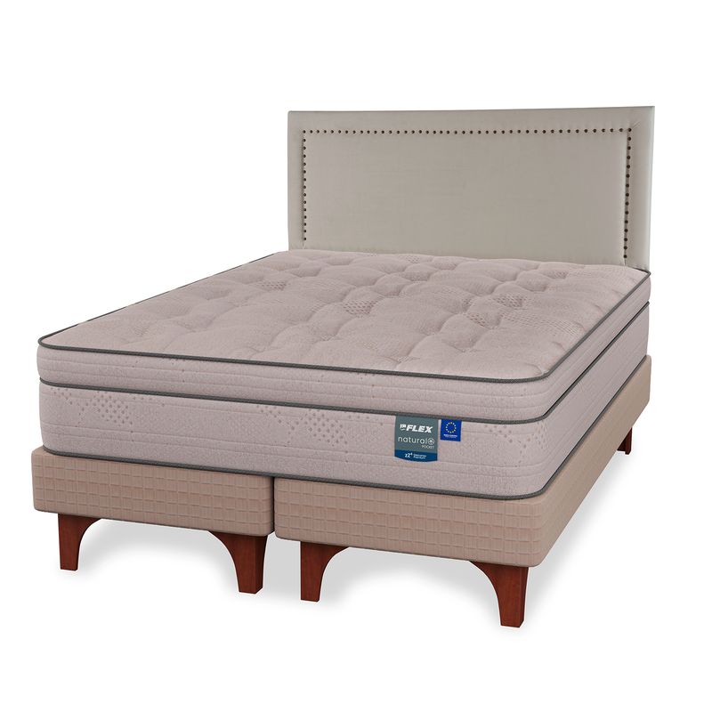 FLEX - Cama Europea Natural Pocket King + Respaldo Flex