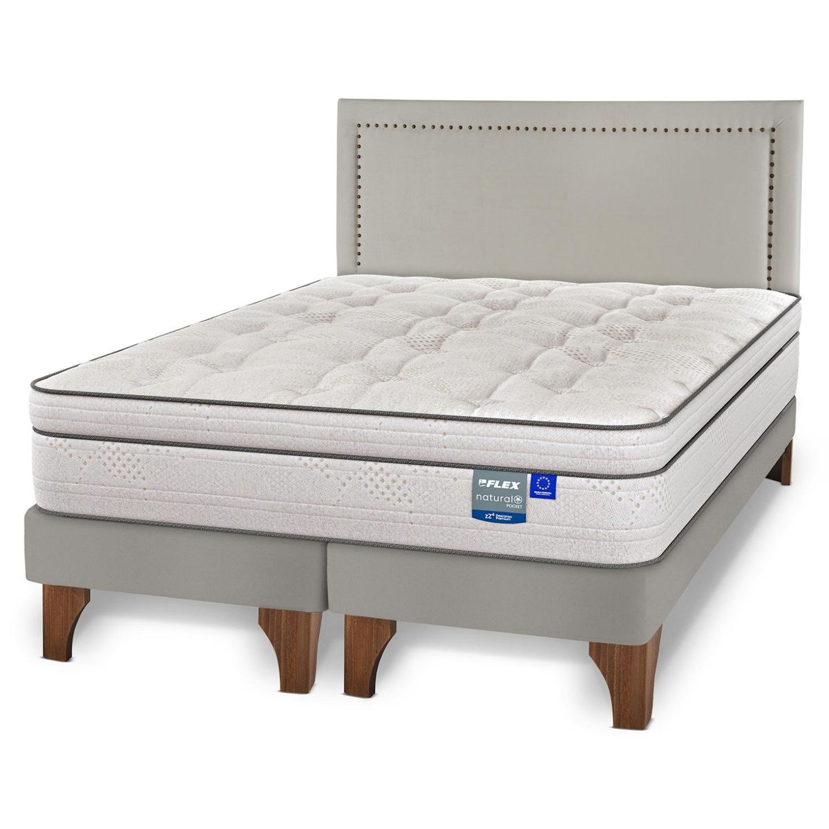 FLEX - Cama Europea Natural Pocket Super King + Respaldo Flex