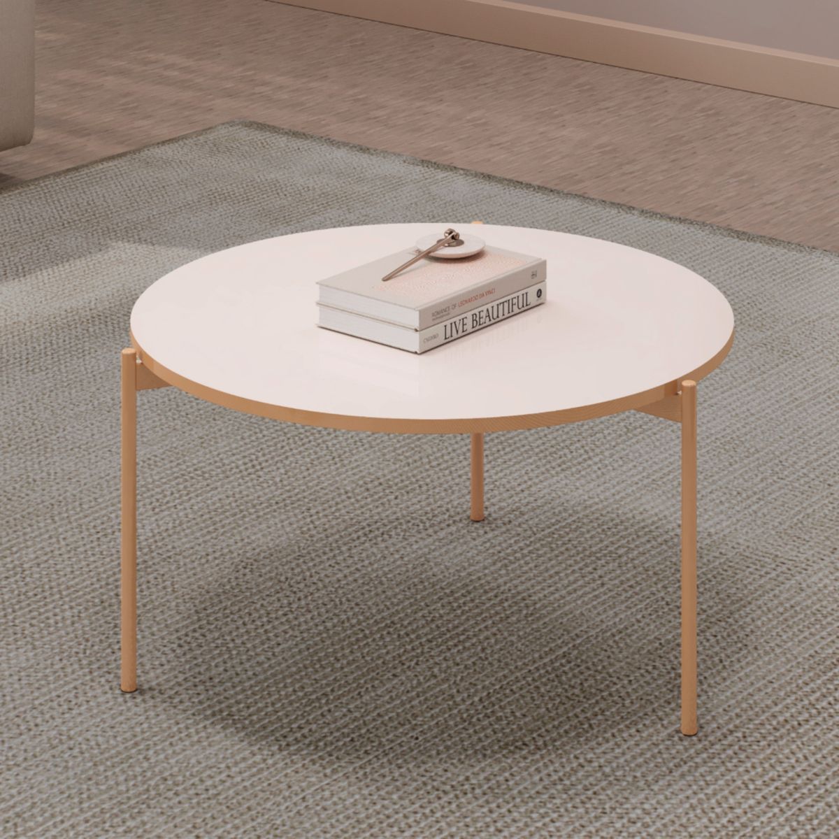 VEKKAHOME - Mesa De Centro Bela Beige Vekkahome