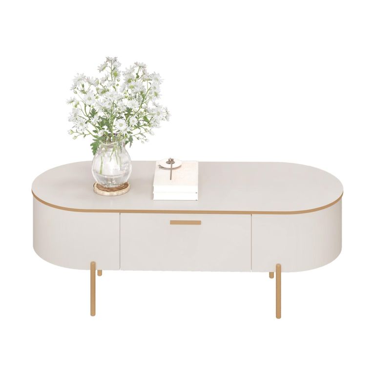VEKKAHOME Mesa De Centro Selena 1 Cajón Beige