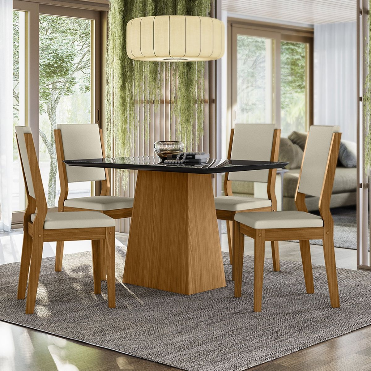 VEKKAHOME - Comedor Barbi Carol Light 4 Sillas Vekkahome