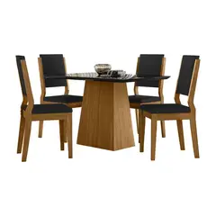 VEKKAHOME - Comedor Barbi Carol Dark 4 Sillas