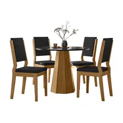 VEKKAHOME - Comedor Isis Carol Dark 4 Sillas