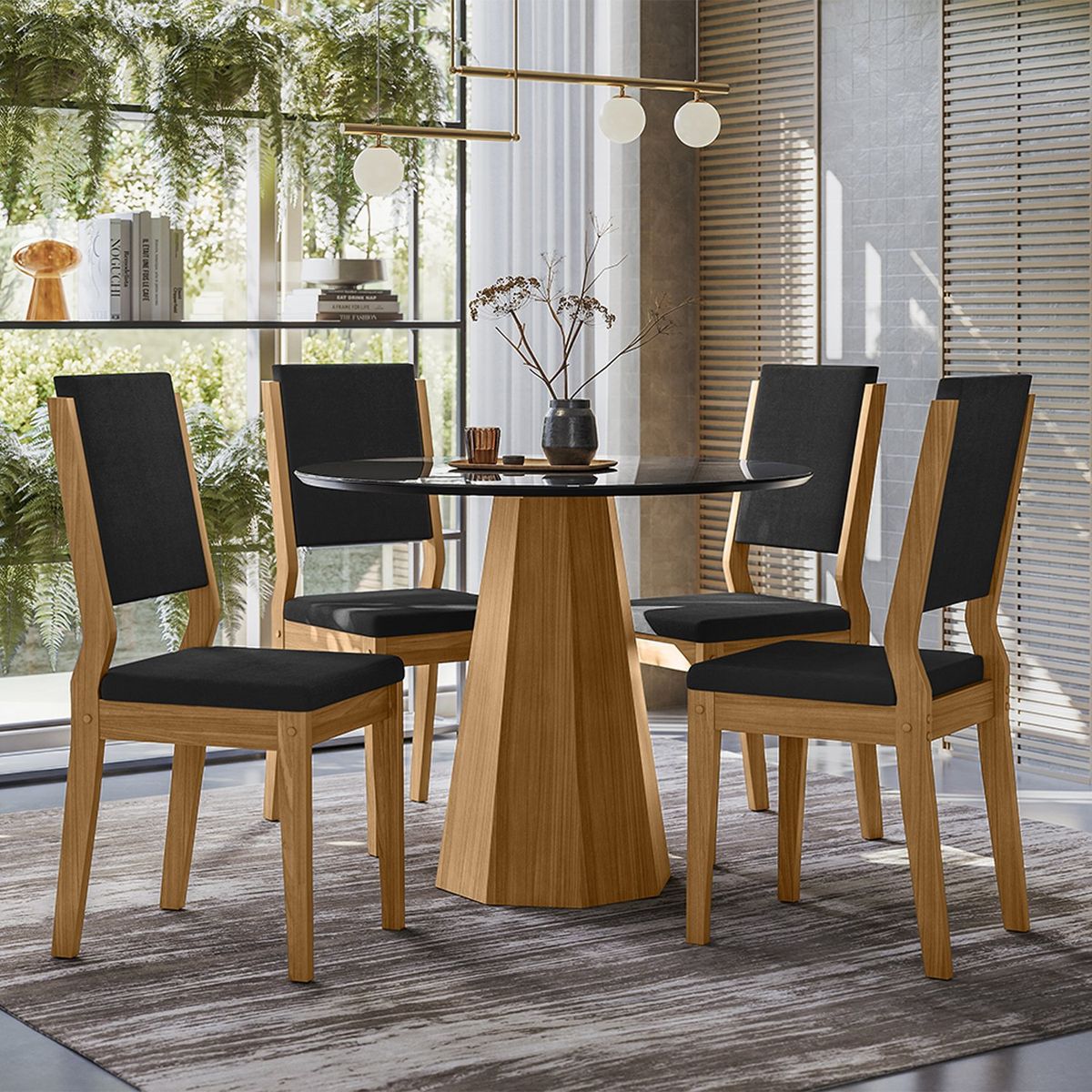 VEKKAHOME - Comedor Isis Carol Dark 4 Sillas Vekkahome