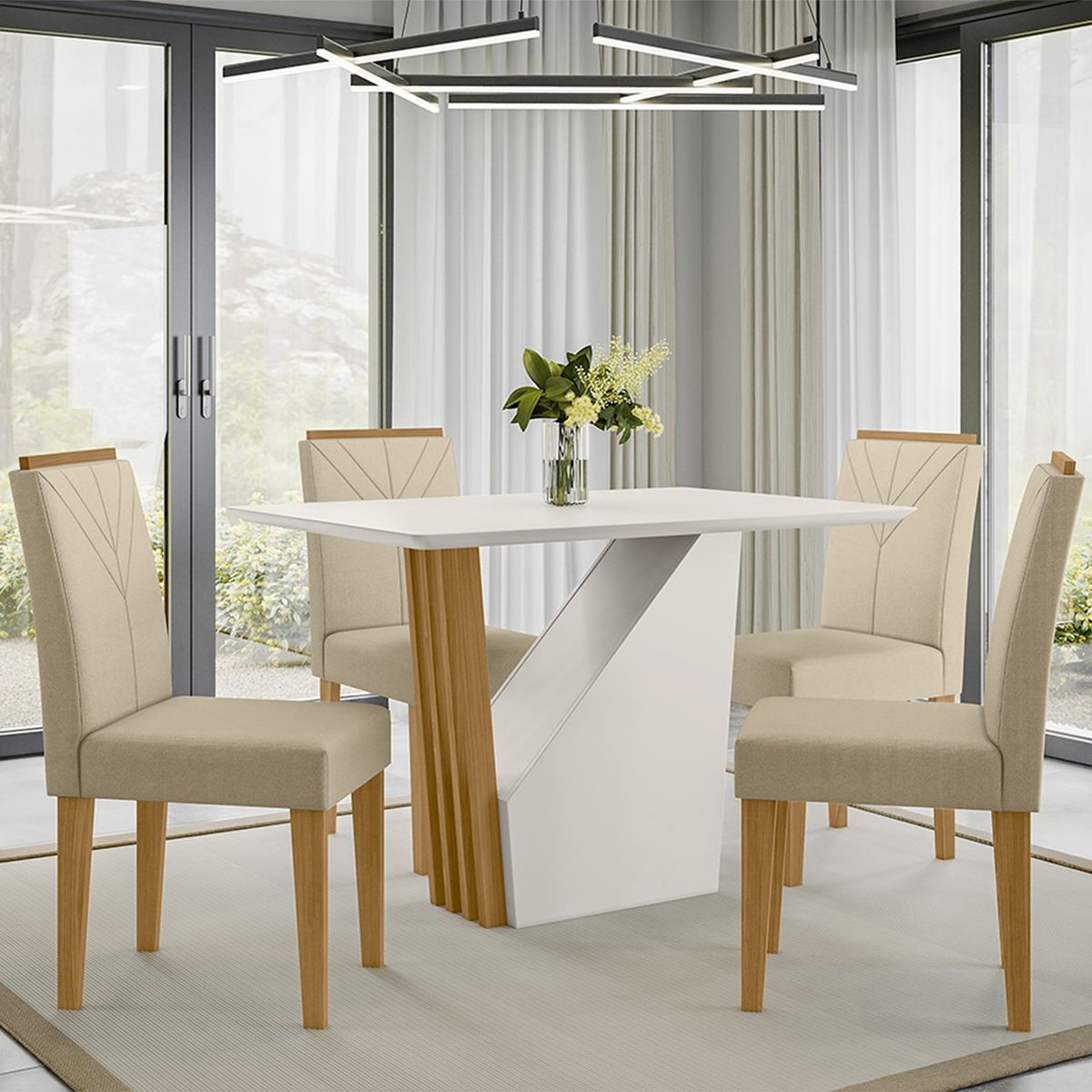 VEKKAHOME - Comedor Vezna Amada Light 4 Sillas Vekkahome