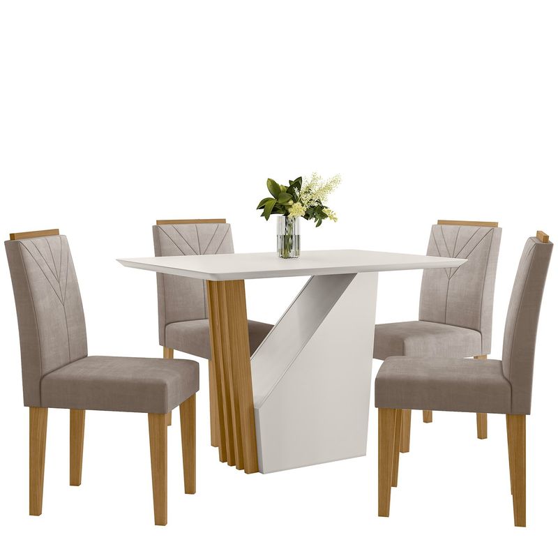 VEKKAHOME - Comedor Vezna Amada Gris 4 Sillas Vekkahome