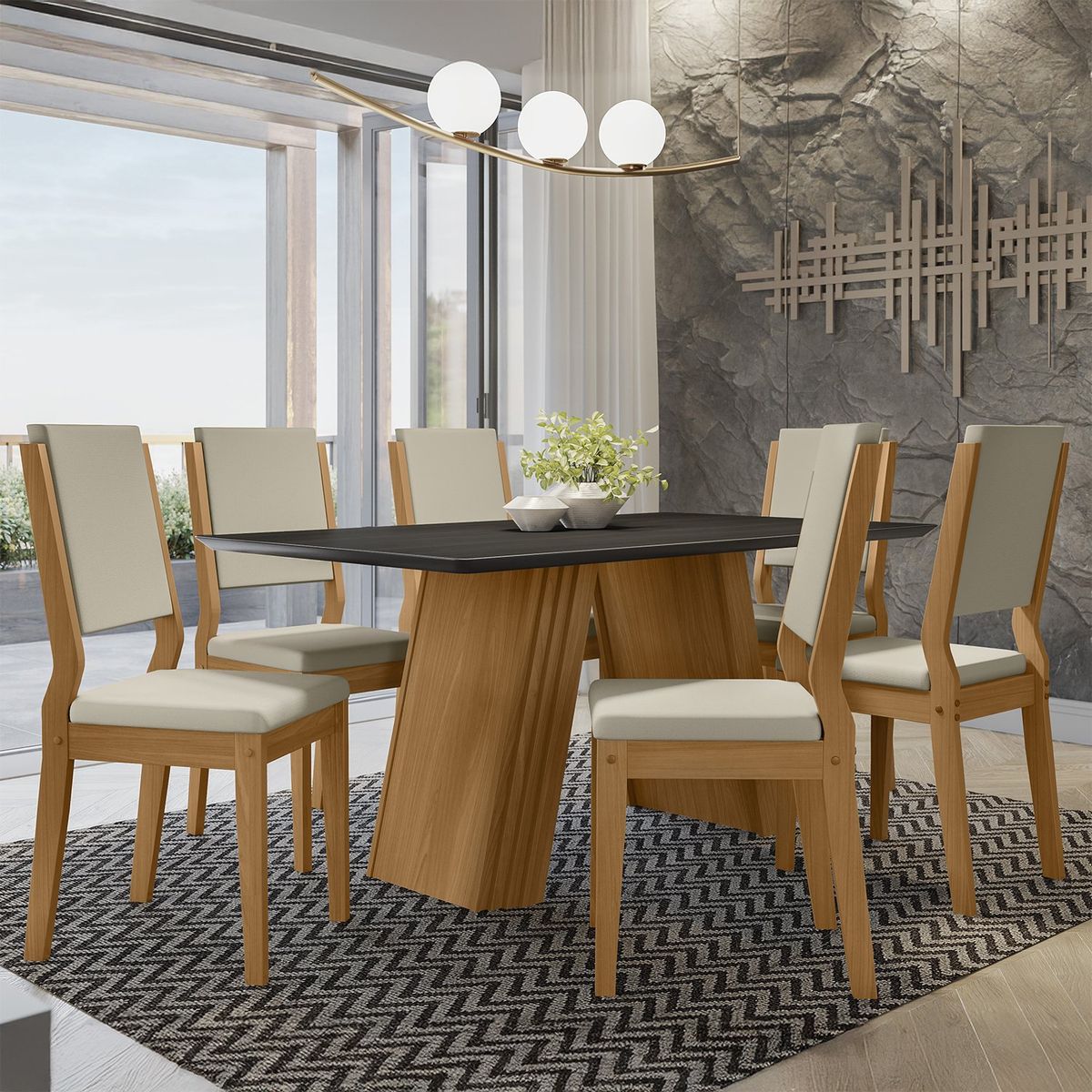 VEKKAHOME - Comedor Fer Carol Light 6 Sillas Vekkahome