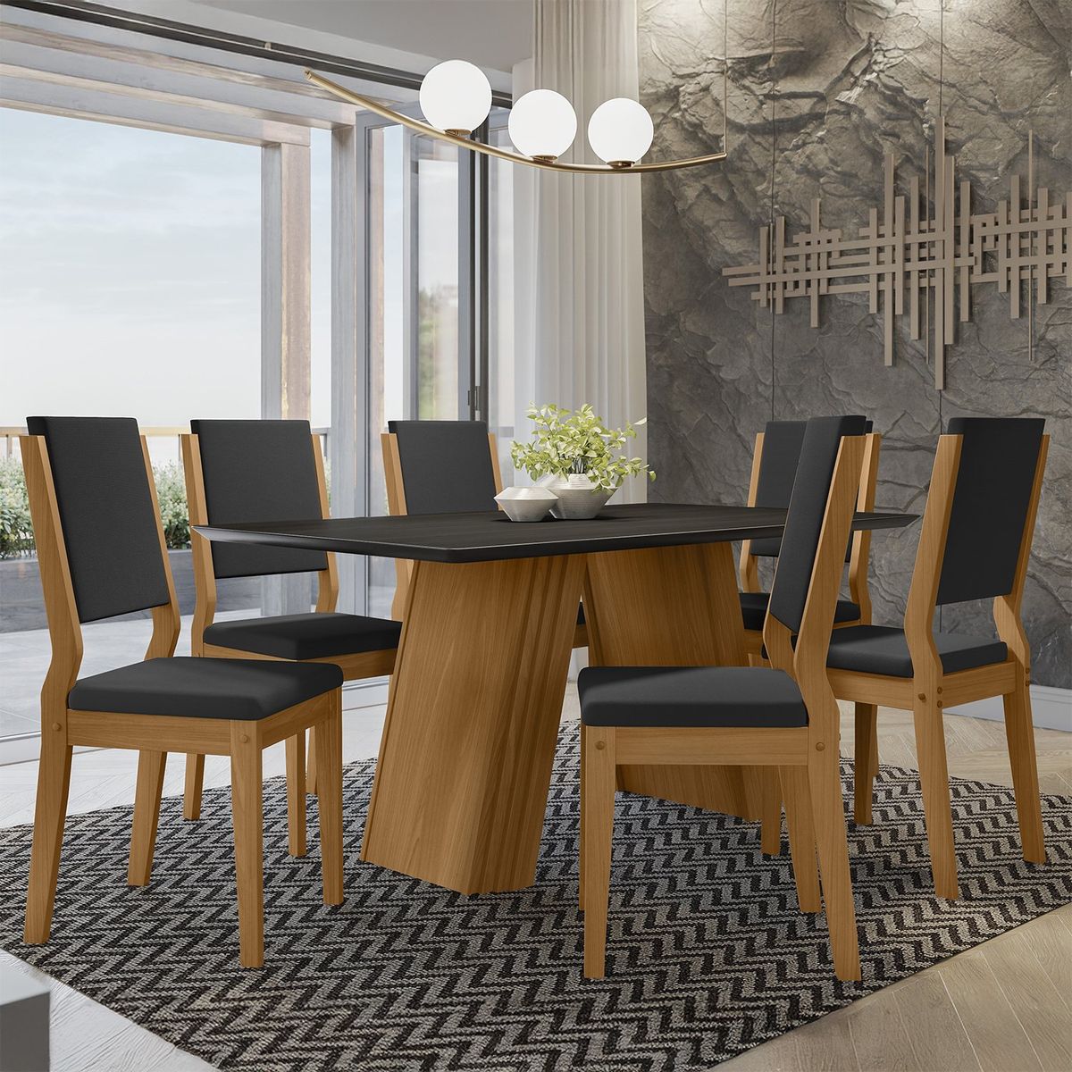VEKKAHOME - Comedor Fer Carol Dark 6 Sillas Vekkahome