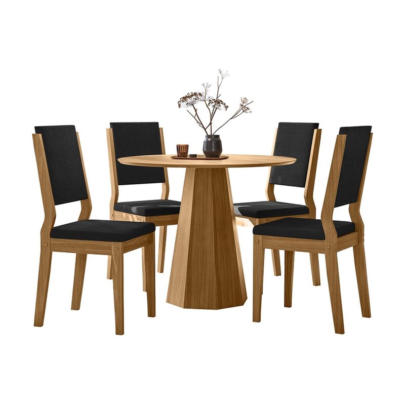 VEKKAHOME - Comedor Isa Carol Dark 4 Sillas Vekkahome