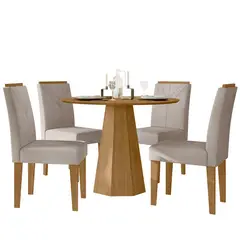 VEKKAHOME - Comedor Isa Amada Gris 4 Sillas