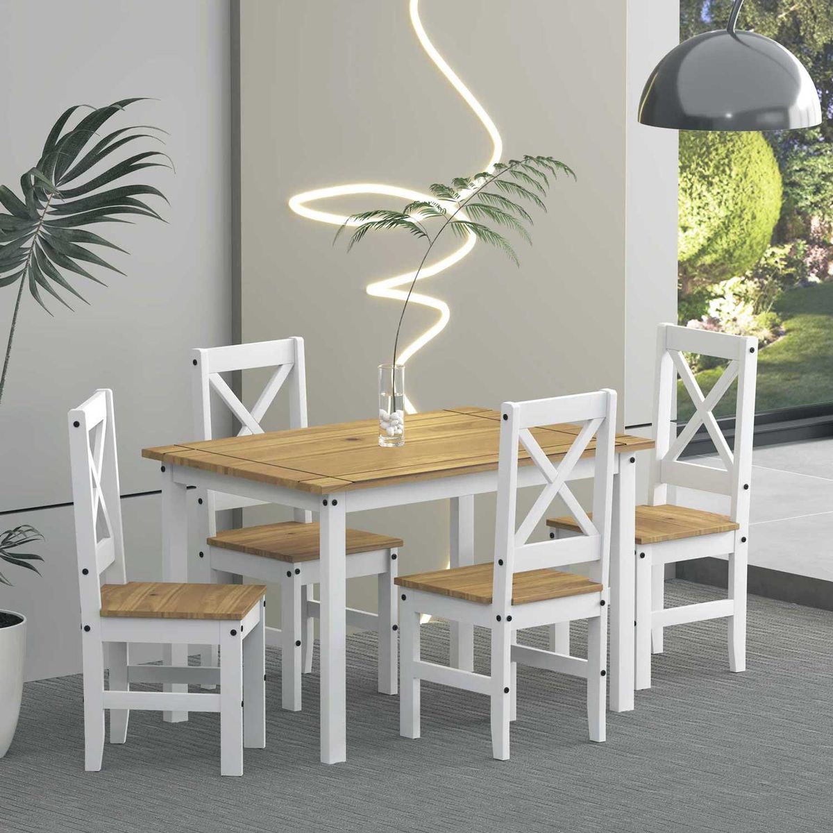 VEKKAHOME - Comedor Madera Lucia 4 Sillas Vekkahome