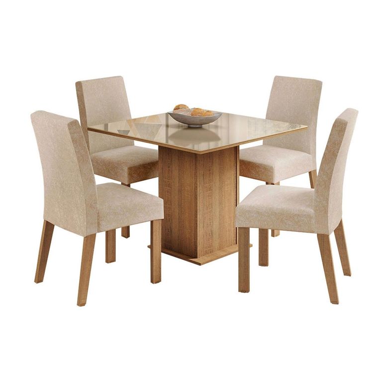 VEKKAHOME Juego De Comedor Linda Fiore 4 Sillas
